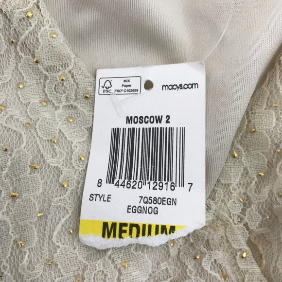 Maison Jules Lace and Gold White Dress M - Picture 6 of 8